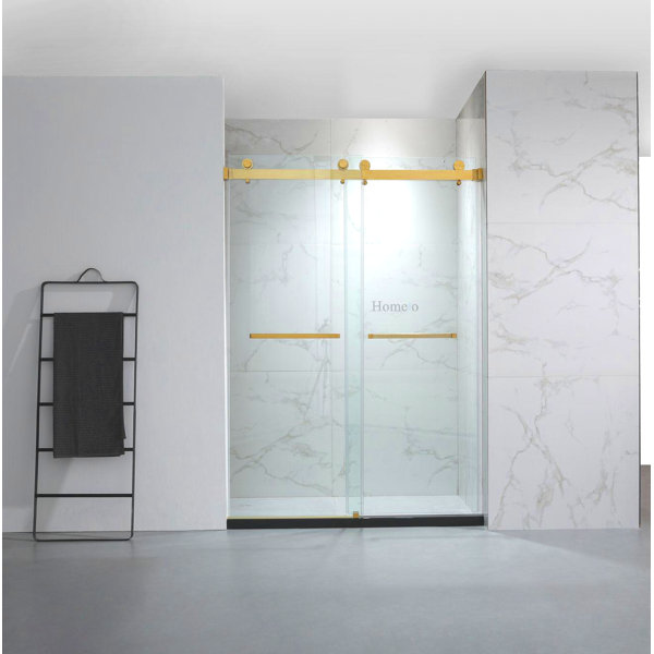 Hometo 55'' 60'' W x 76'' H Double Sliding Frameless Shower Door with